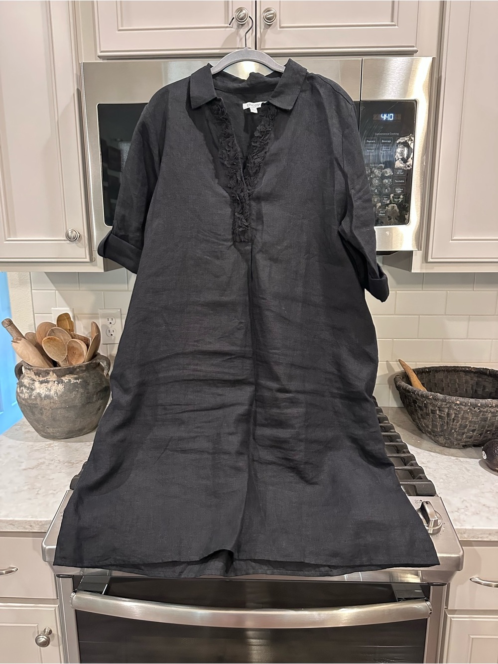 Chicos linen dress black size 3